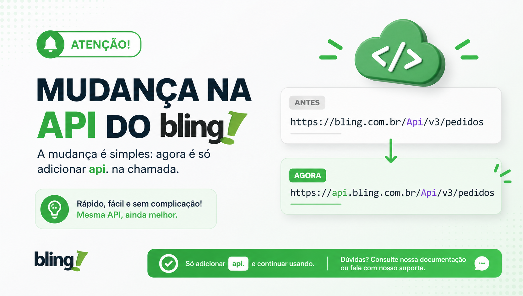 Mudança na API do Bling
